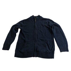 LL Bean Navy Blue Full Zip Cardigan Sweater Men Size L Long Sleeve Casual Work
